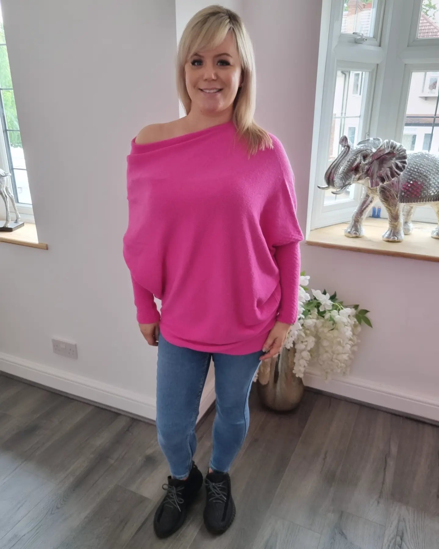 Sophia Asymmetric Jumper - Cerise Pink