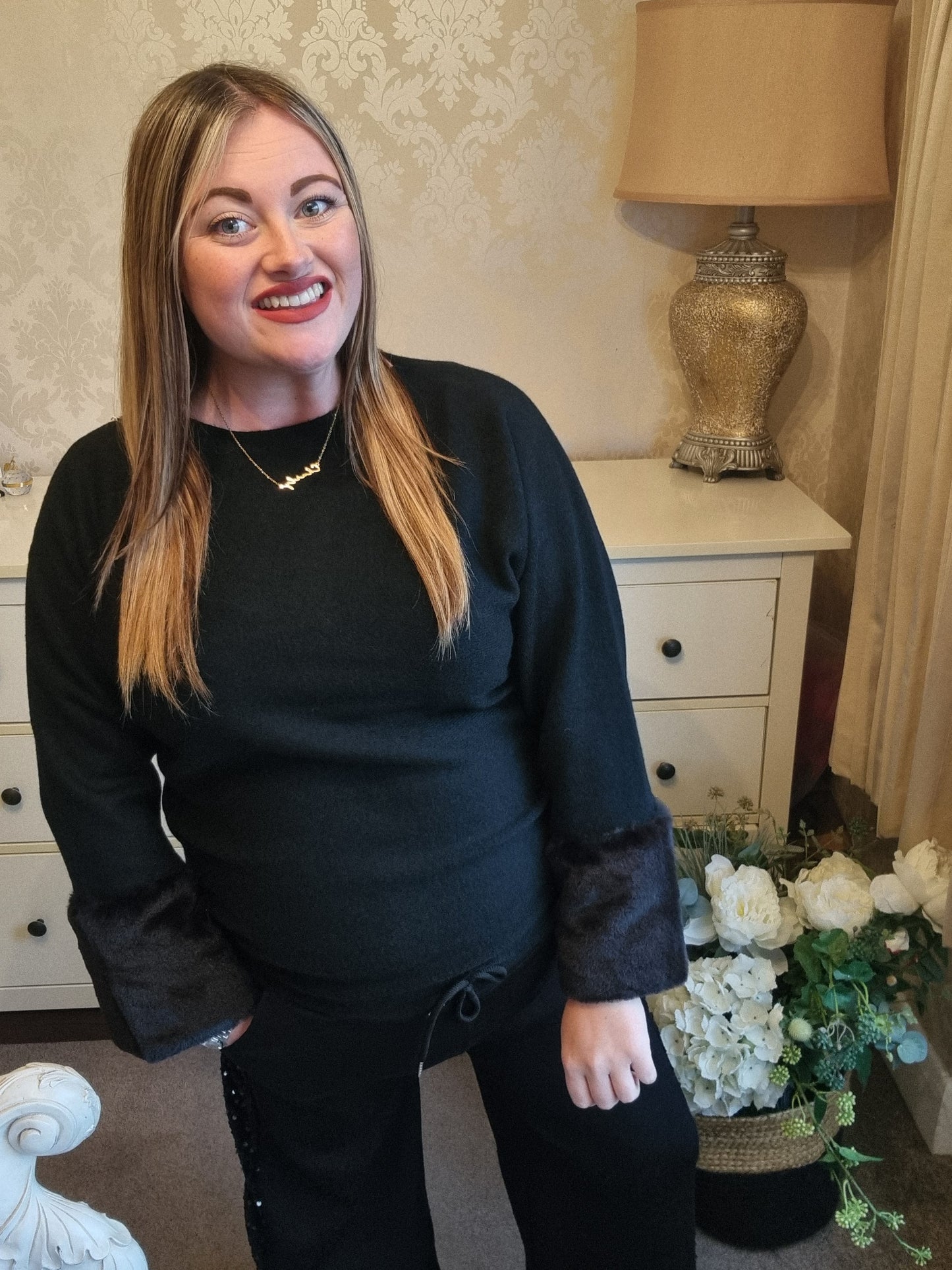 Millie Faux Fur Jumper - Black