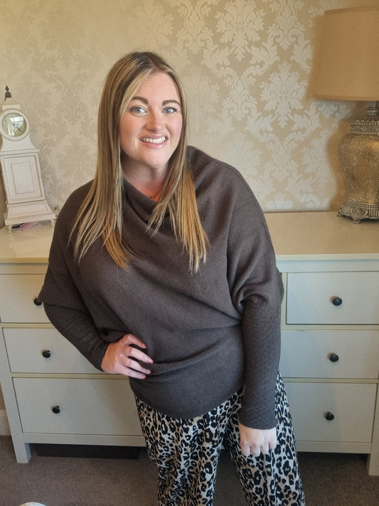 Sophia Asymmetric Jumper - Chocolate