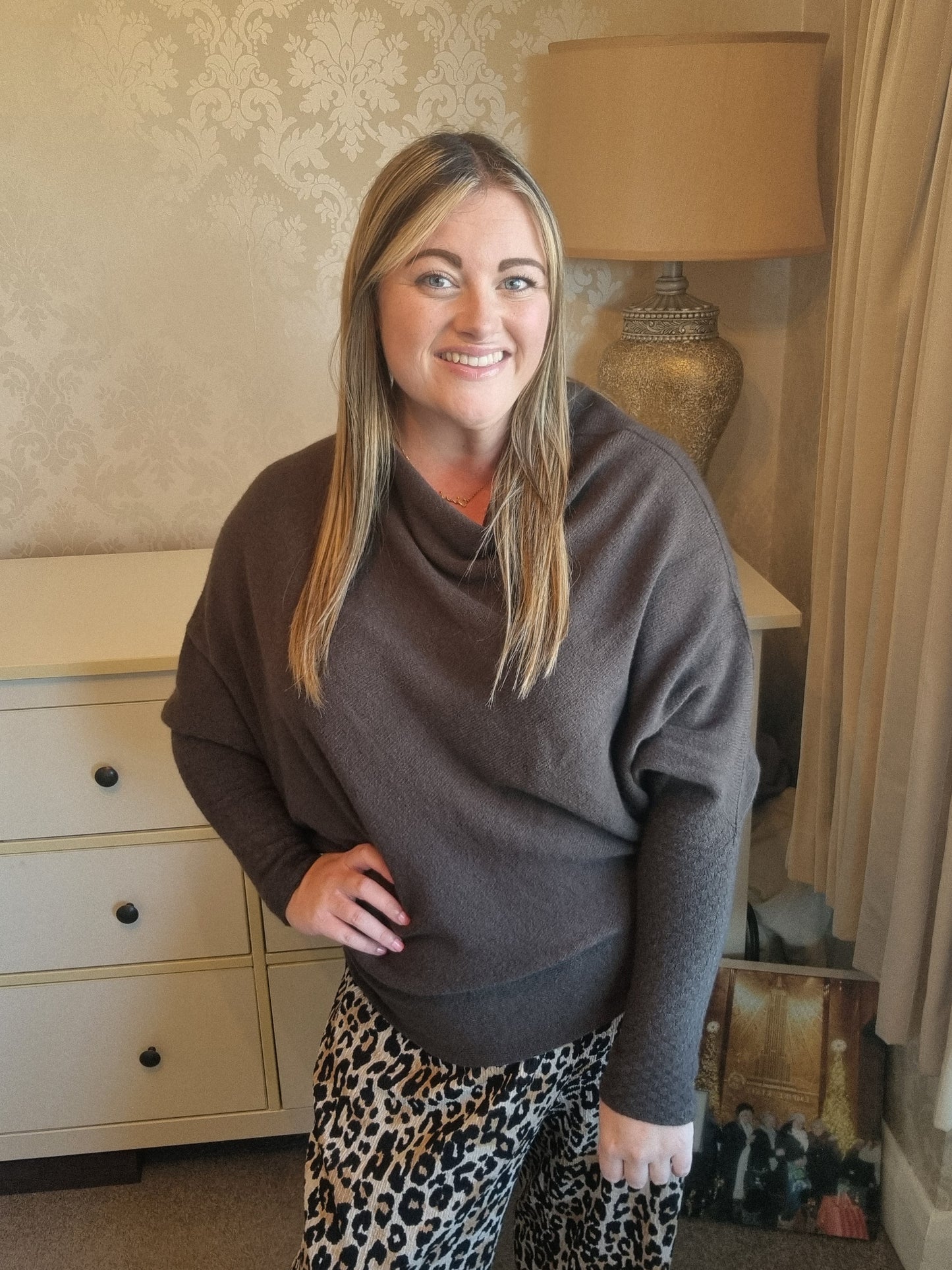 Sophia Asymmetric Jumper - Chocolate