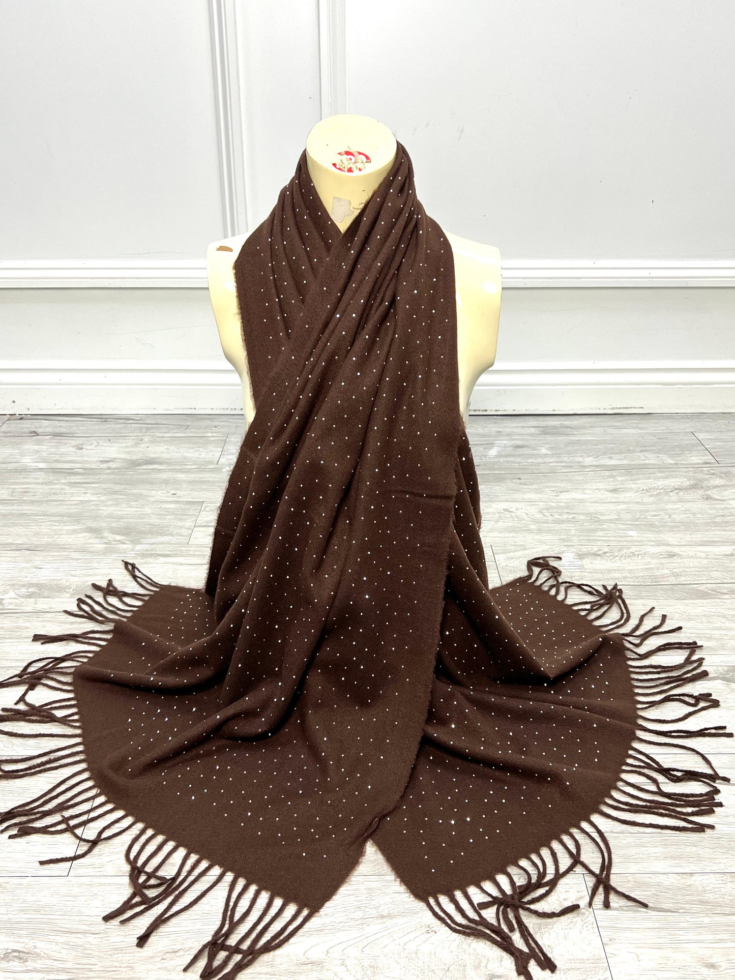 Diamanté Scarf - Chocolate
