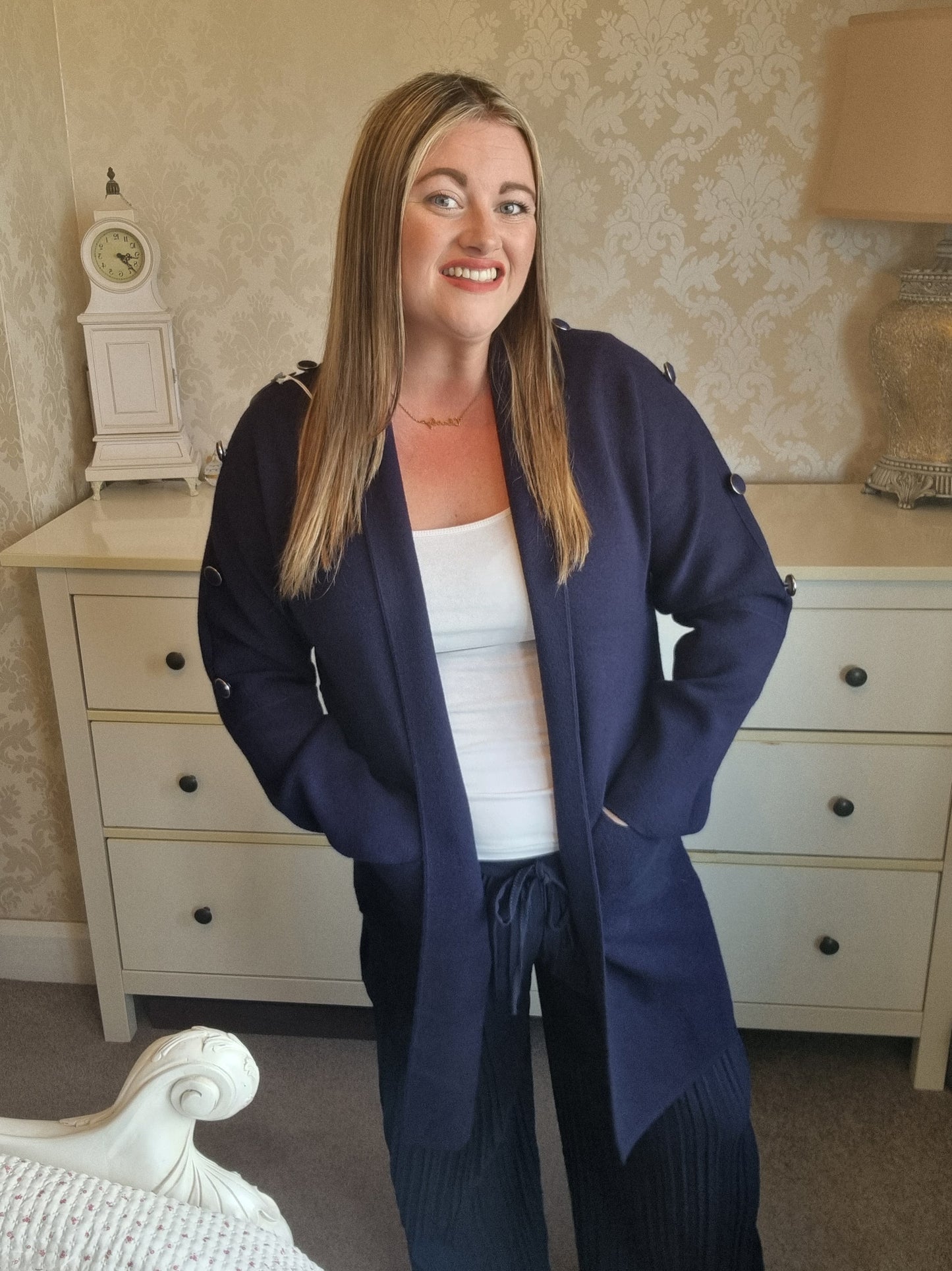 Amelia Button Cardigan- Navy