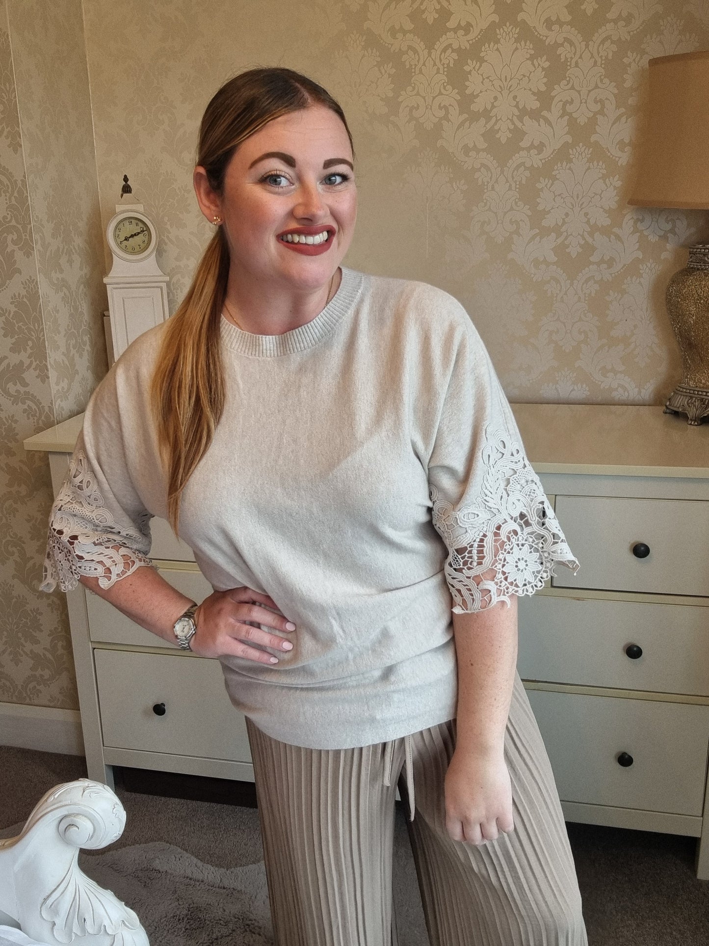 Phoebe Lace Jumper - Beige