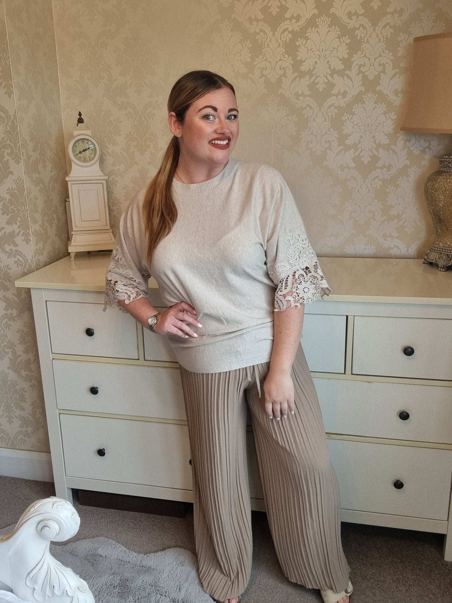 Phoebe Lace Jumper - Beige