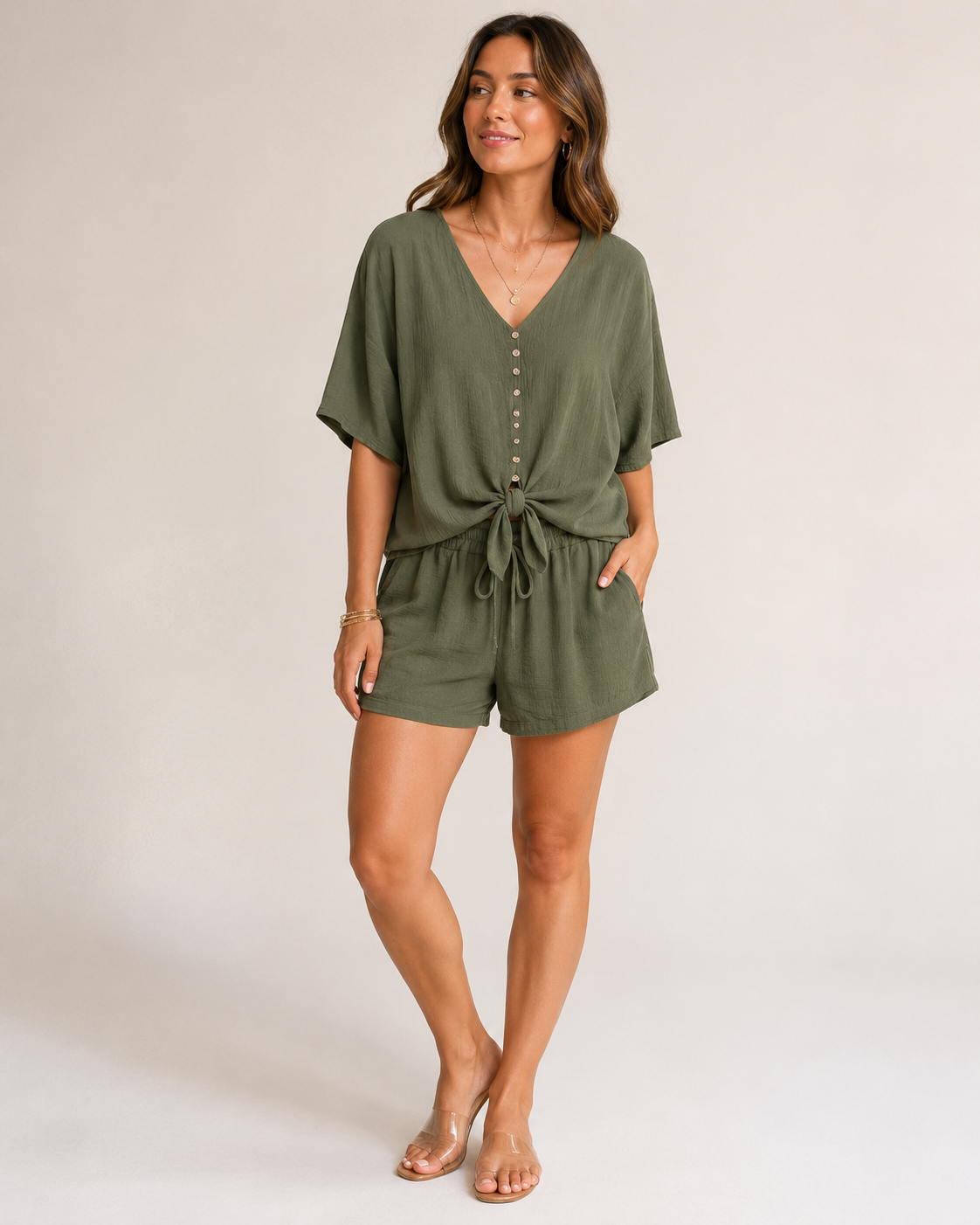 Eve Co-Ord Set - Khaki