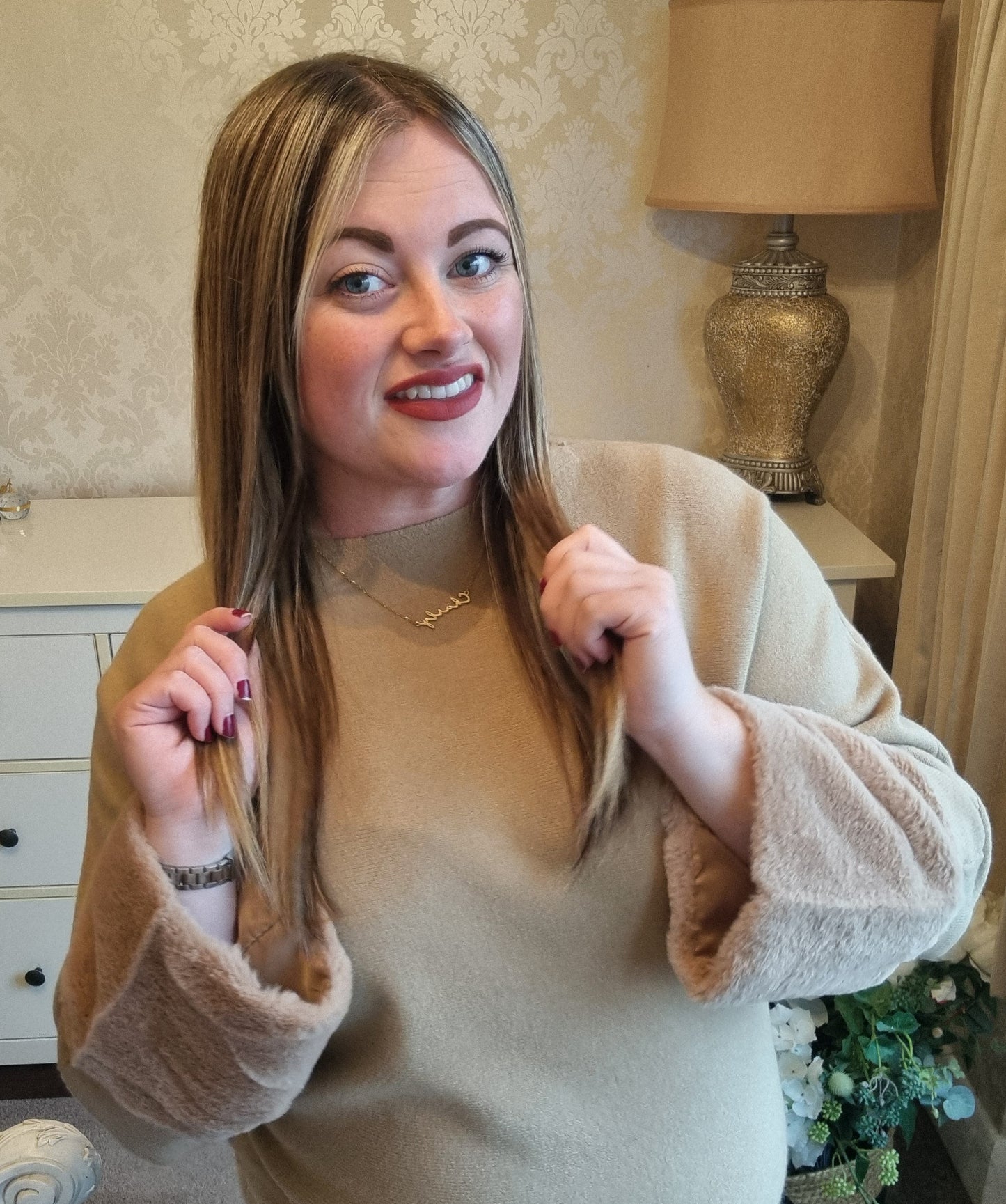 Millie Faux Fur Jumper - Tan