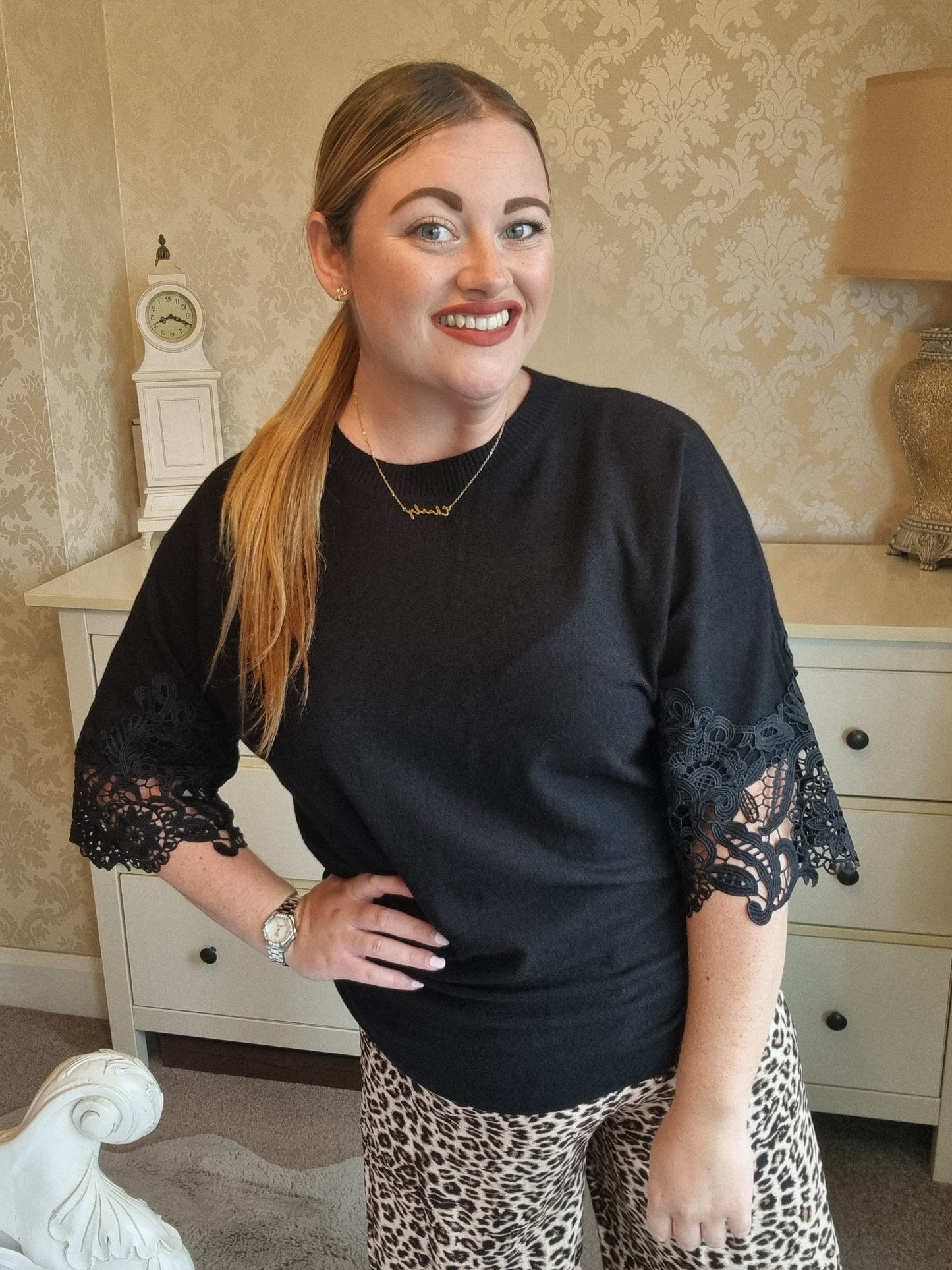 Phoebe Lace Jumper - Black