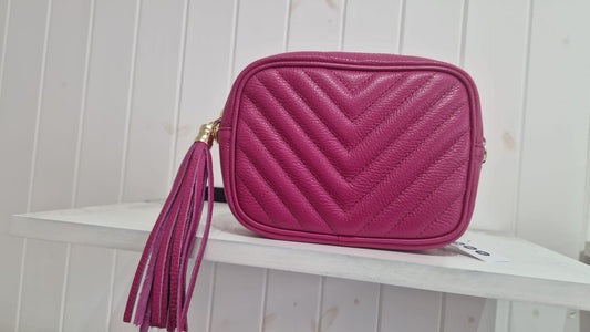 Italian Leather Bag - Cerise Pink