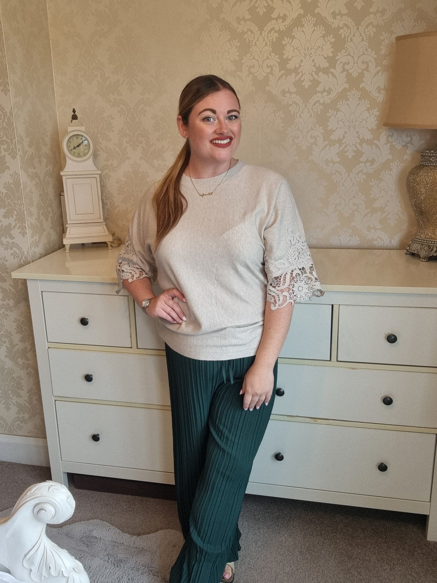 Phoebe Lace Jumper - Beige