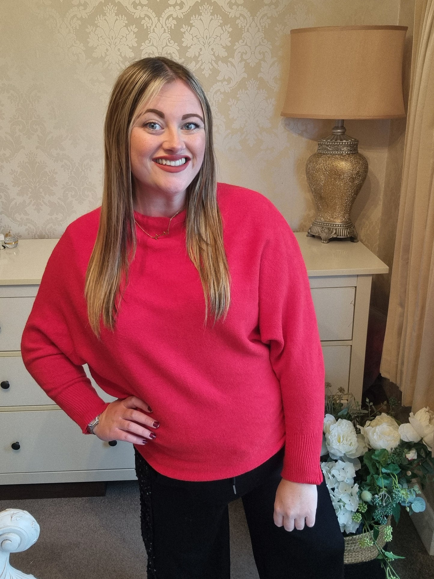 Dawn Batwing Jumper - Red