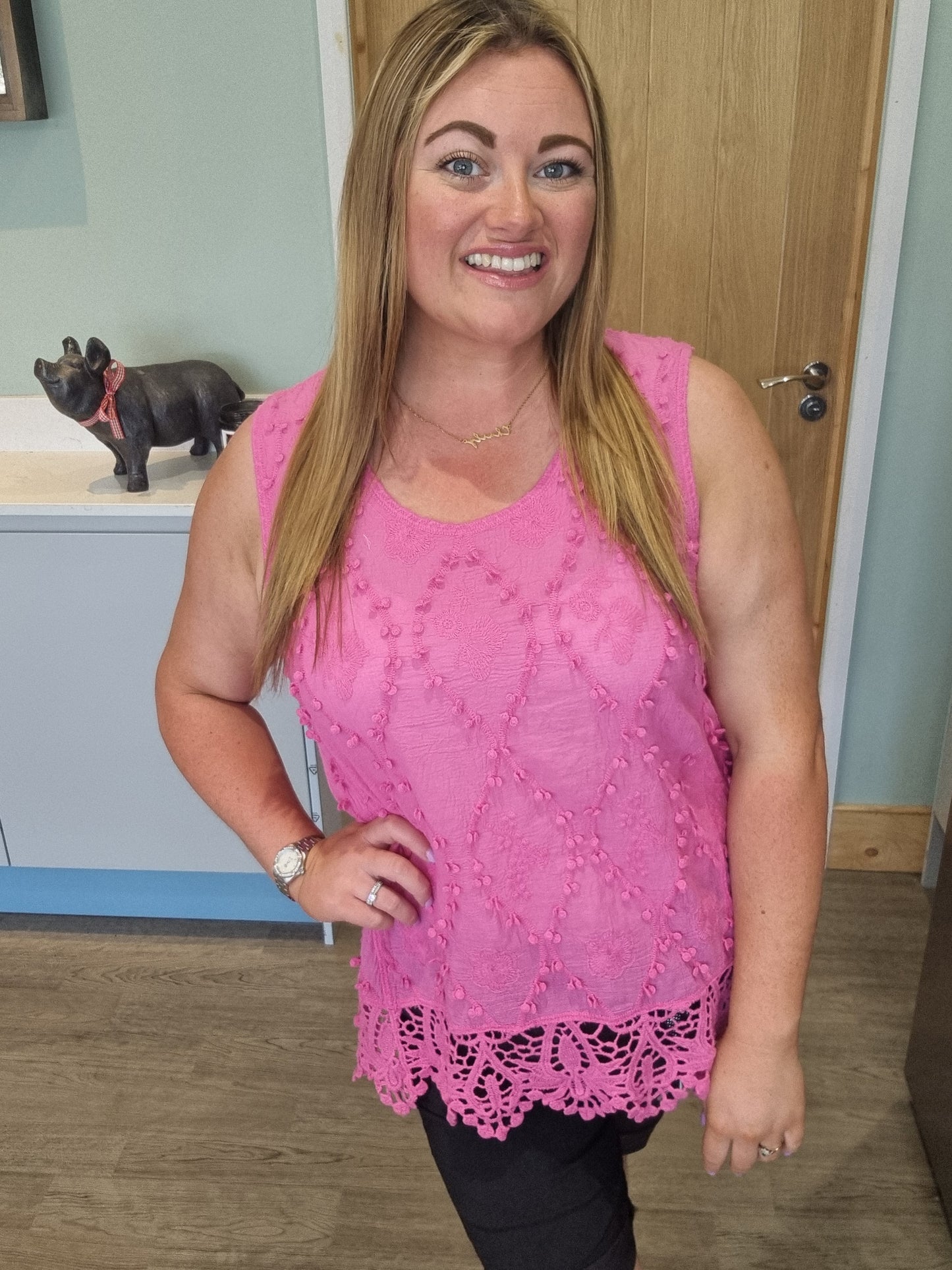 Sandy Vest Top - Cerise Pink