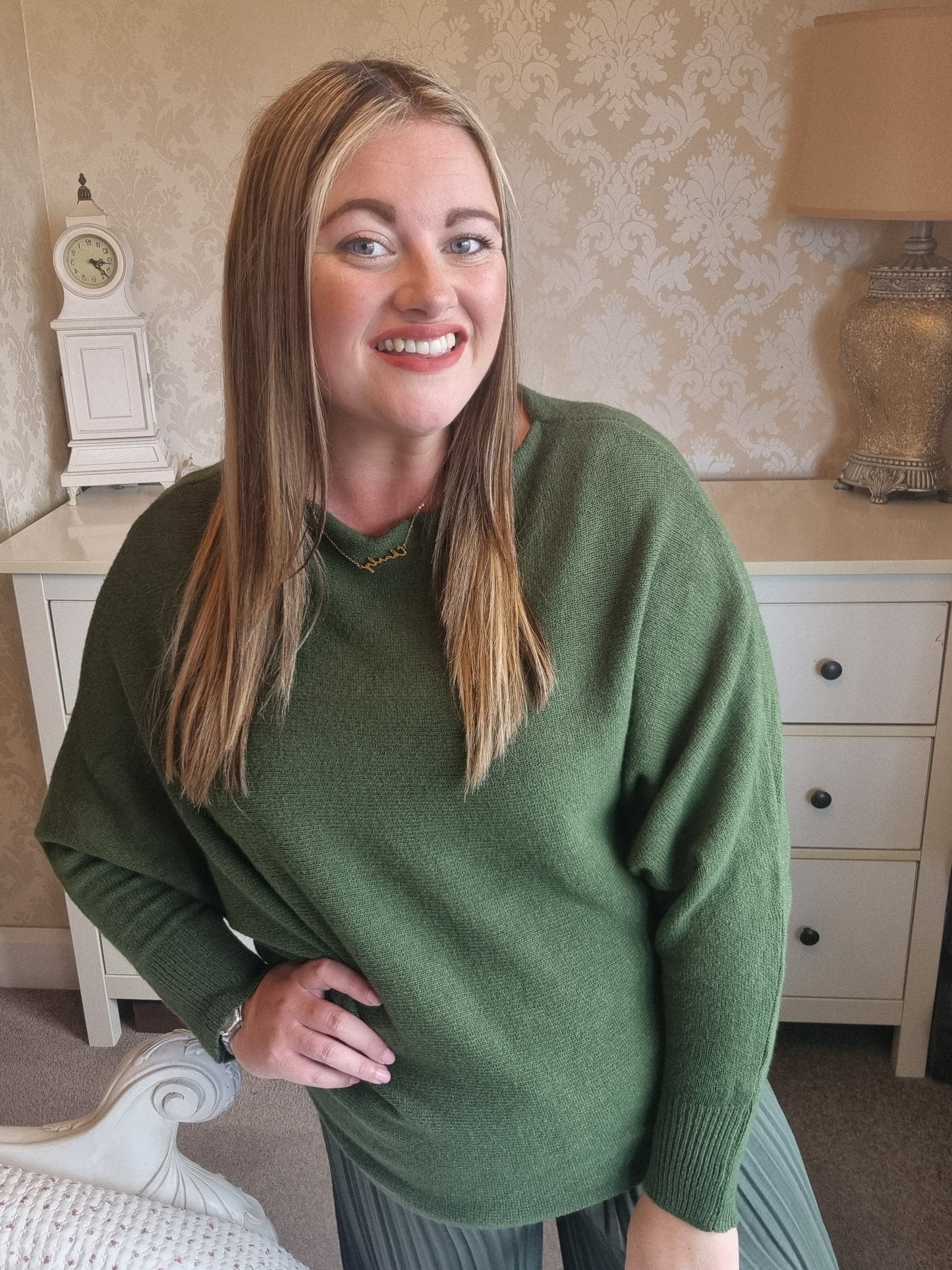 Dawn Batwing Jumper - Dark Green