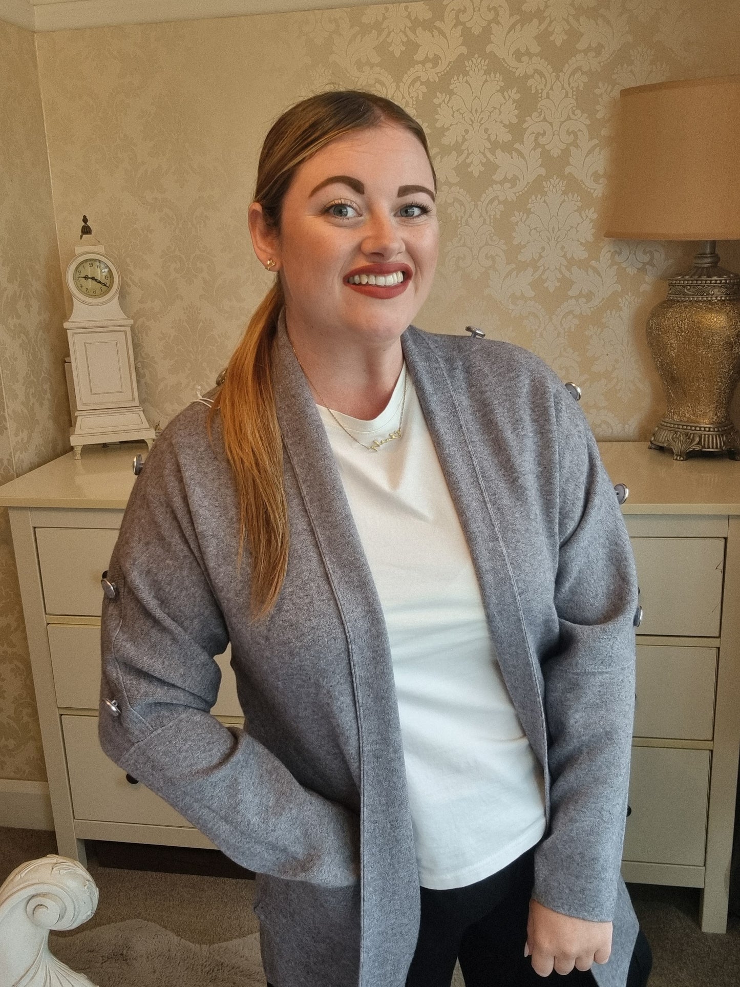 Amelia Button Cardigan - Grey