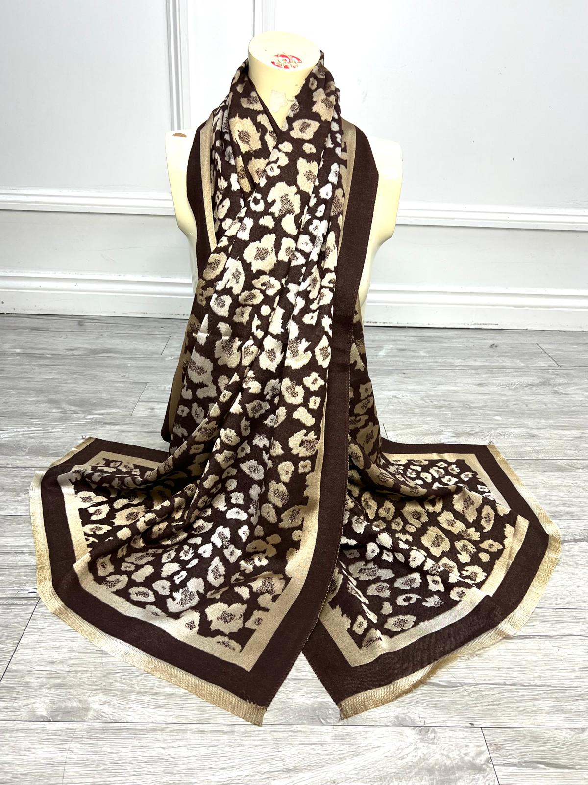 Leopard Print Scarf - Chocolate