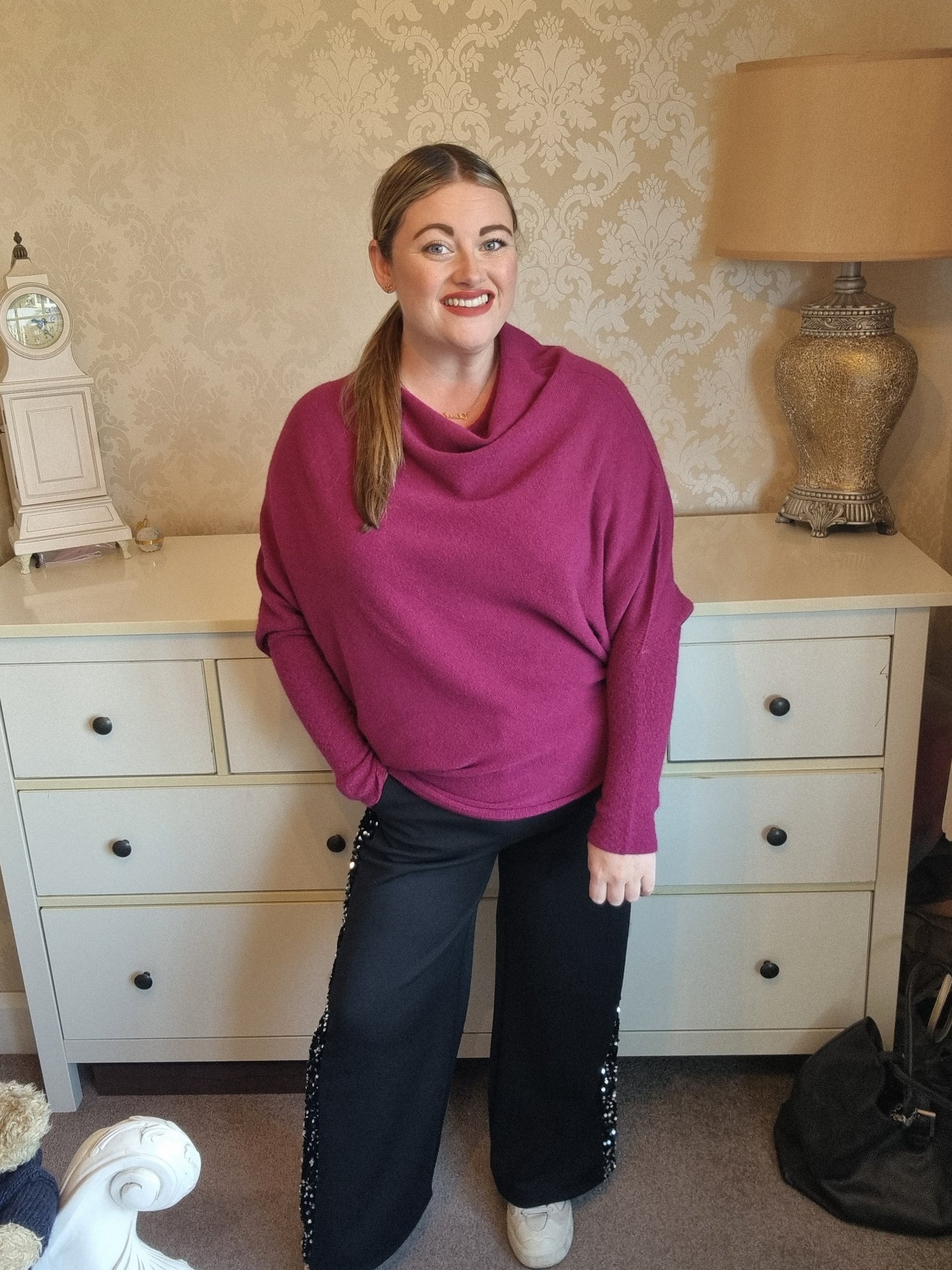 Sophia Asymmetric Jumper - Plum
