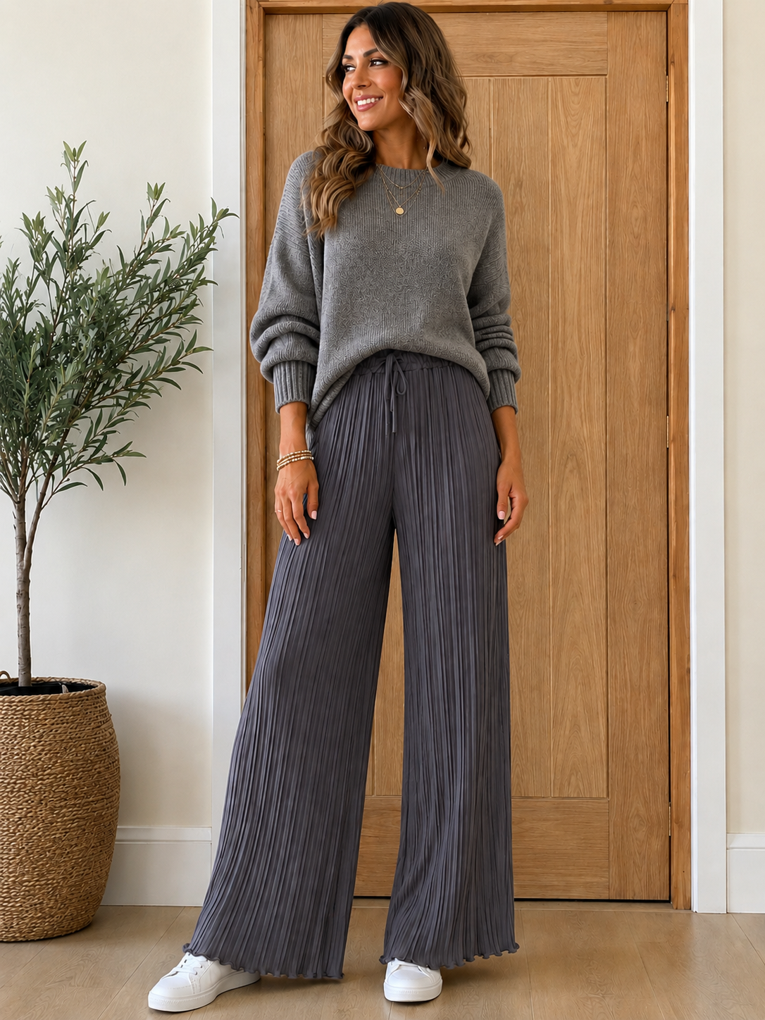 Nellie Pleated Trouser - Grey
