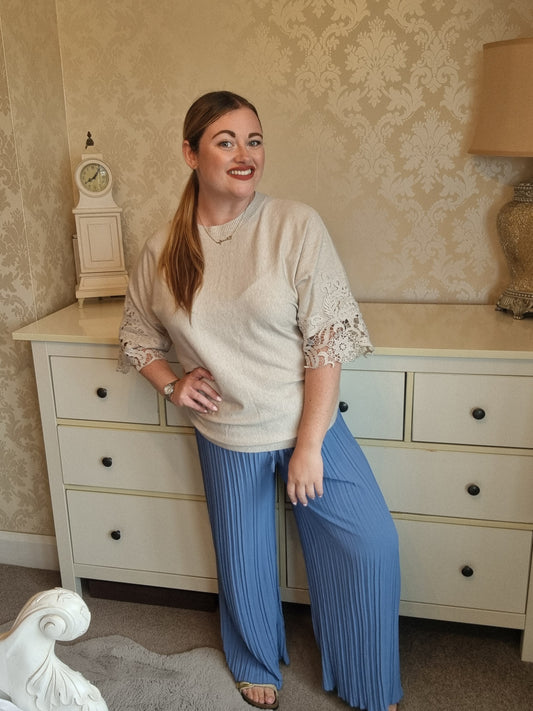 Nellie Pleated Trouser - Blue