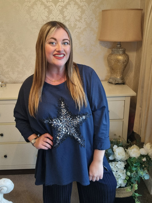 Harriet Star Sweatshirt - Navy