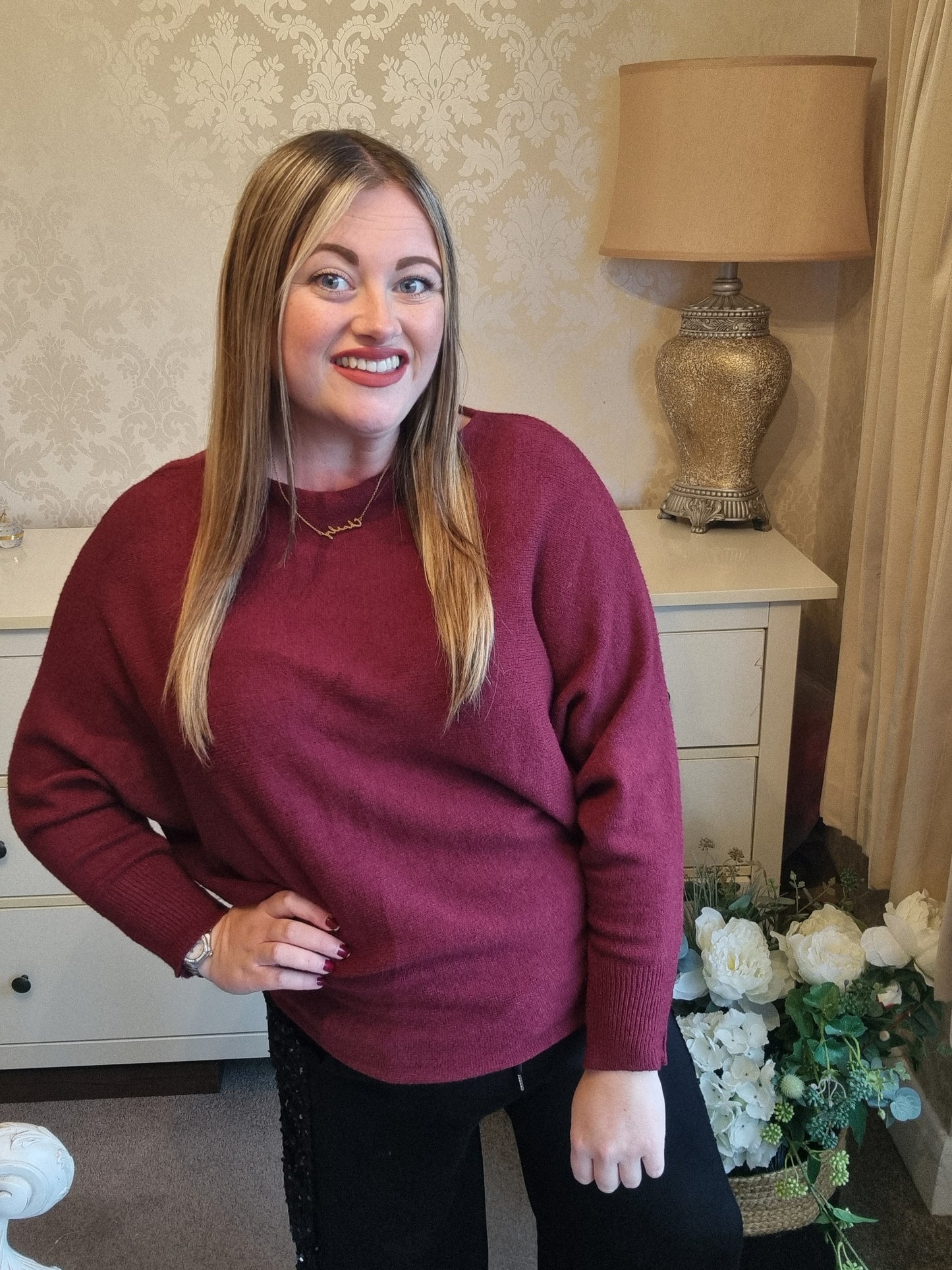 Dawn Batwing Jumper - Burgundy