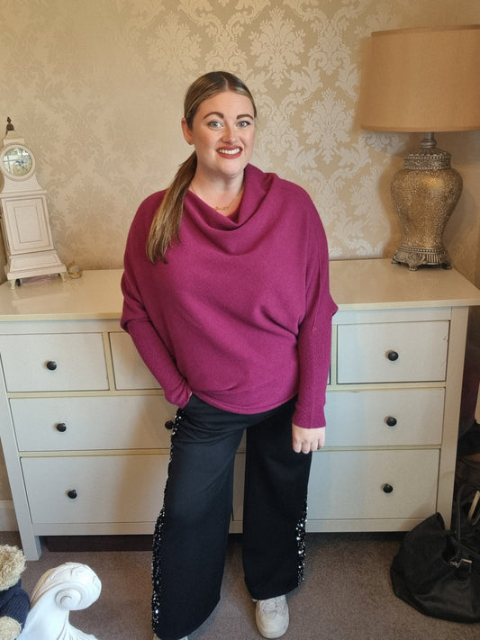 Sophia Asymmetric Jumper - Plum