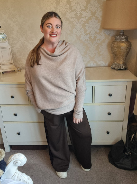 Eva Sequin Trousers - Chocolate