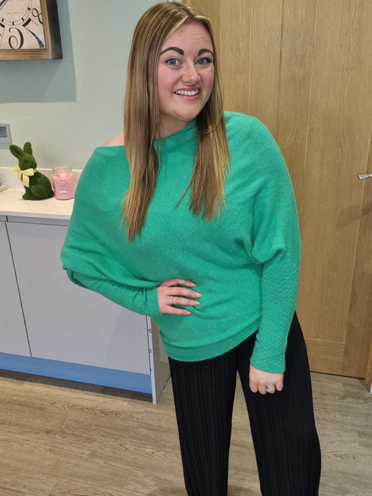 Sophia Asymmetric Jumper - Emerald Green