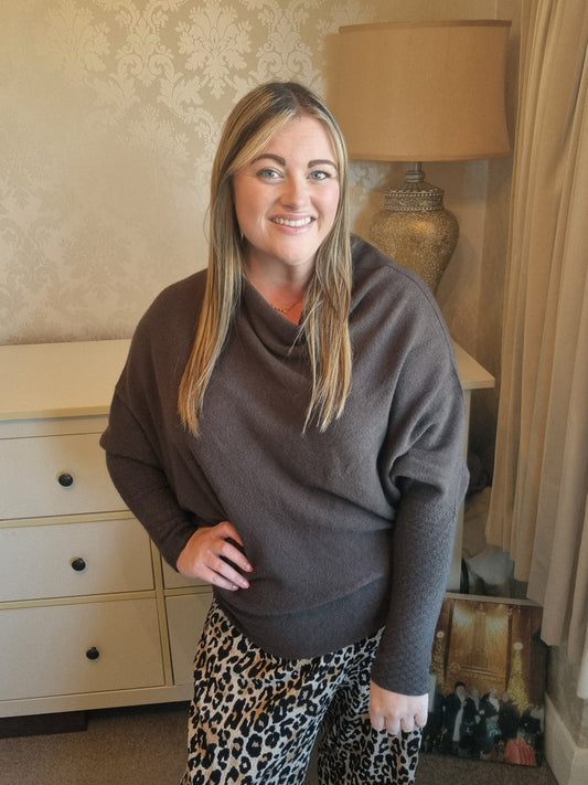Sophia Asymmetric Jumper - Chocolate