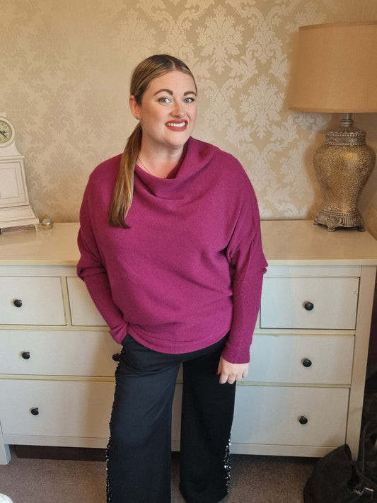 Sophia Asymmetric Jumper - Plum