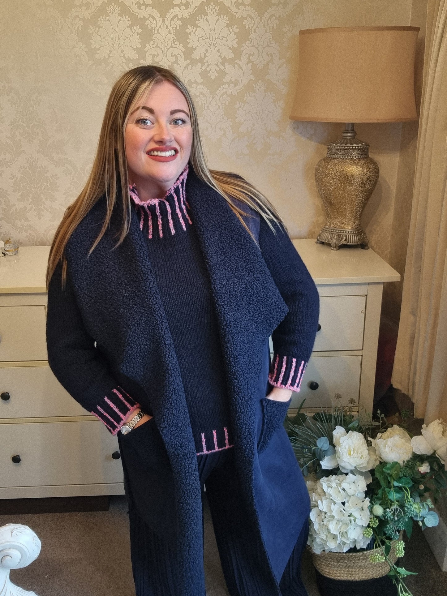 Sasha Teddy Fleece Gilet - Navy