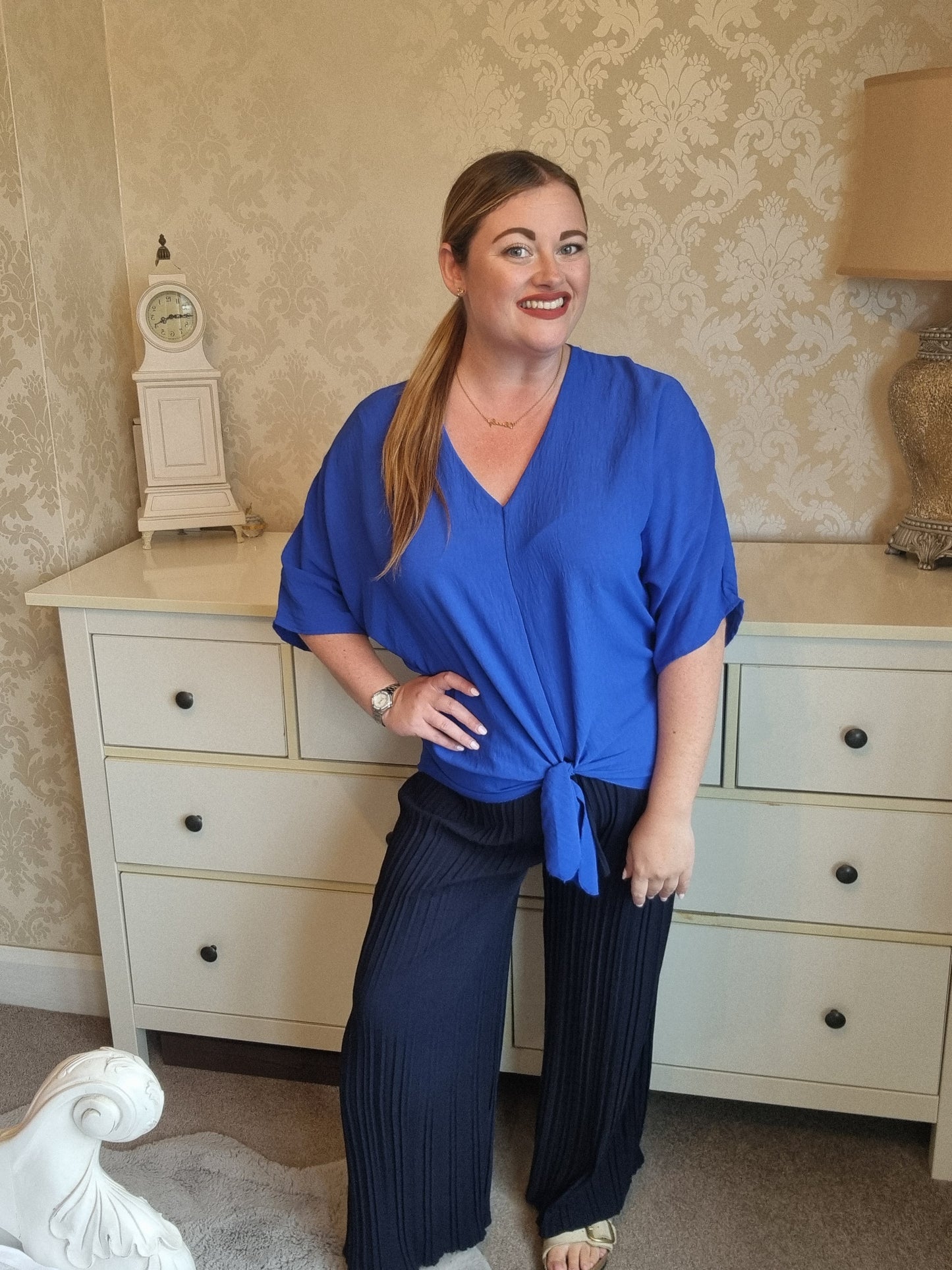 Jodie Tie Front Top - Royal Blue