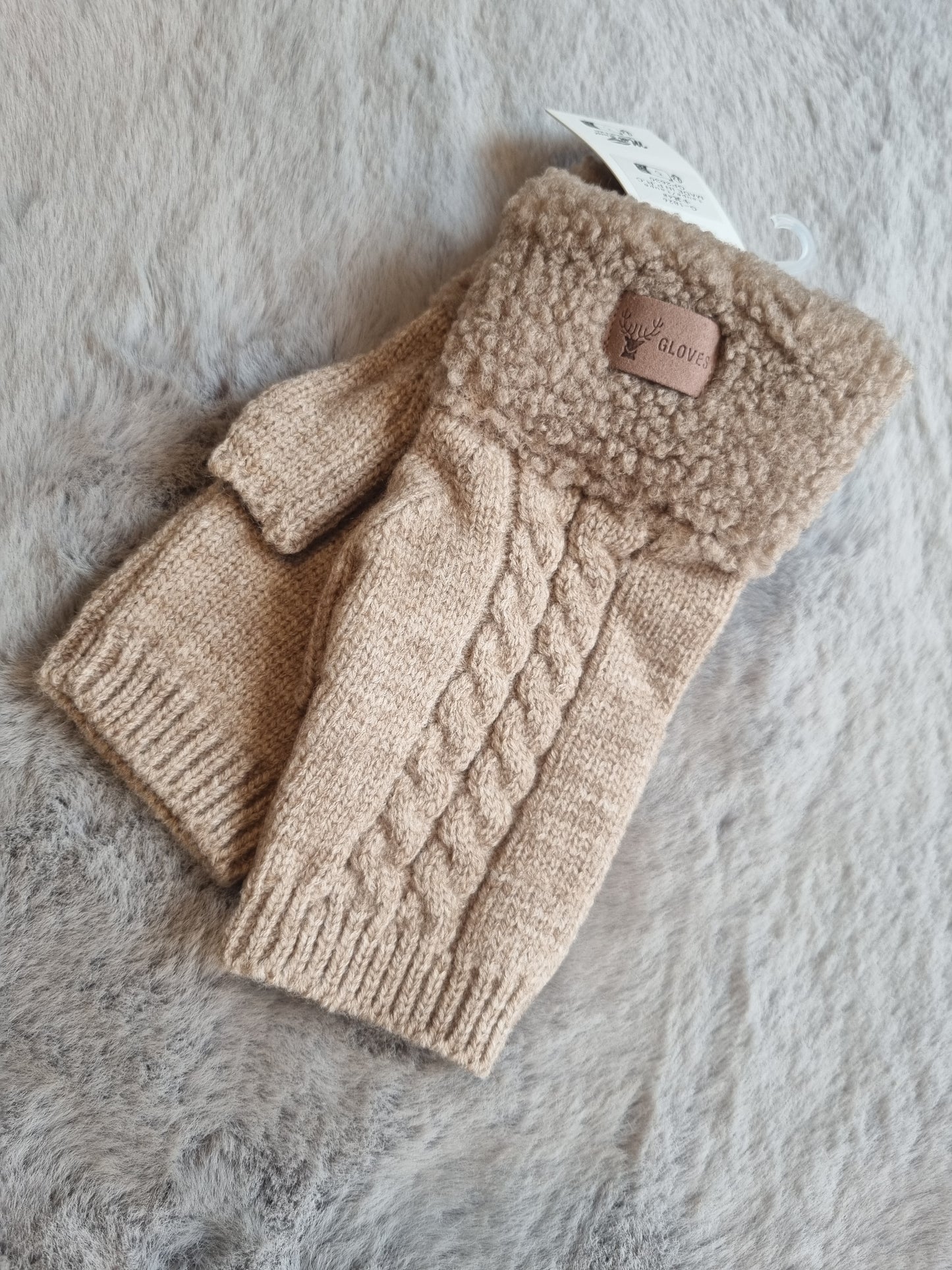Fingerless Teddy Fleece Gloves