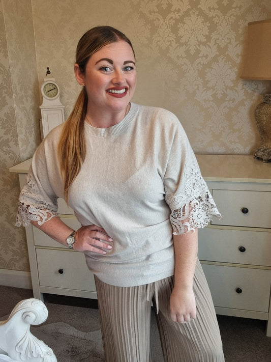 Phoebe Lace Jumper - Beige