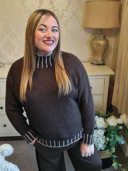 Tallie Turtle Neck Jumper - Chocolate