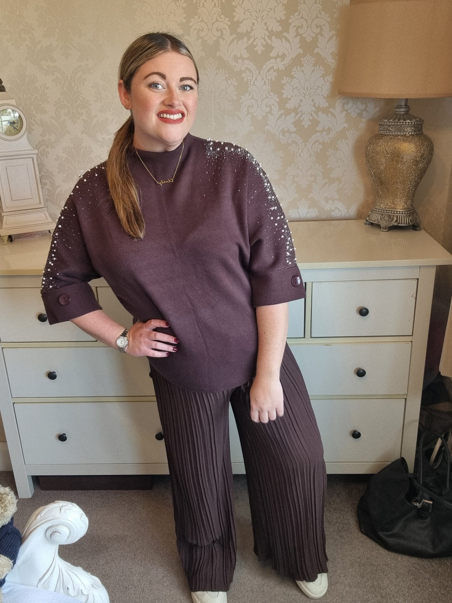 Nellie Pleated Trouser - Dark Chocolate