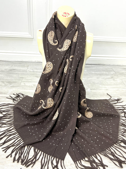 Paisley Print Scarf - Chocolate