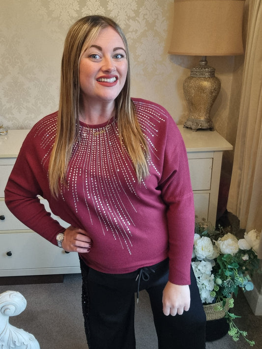 Lisa Sparkly Jumper - Burgundy