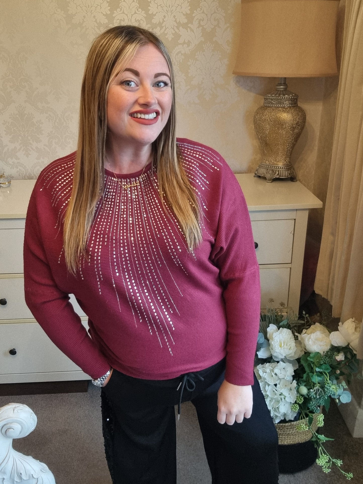 Lisa Sparkly Jumper - Burgundy