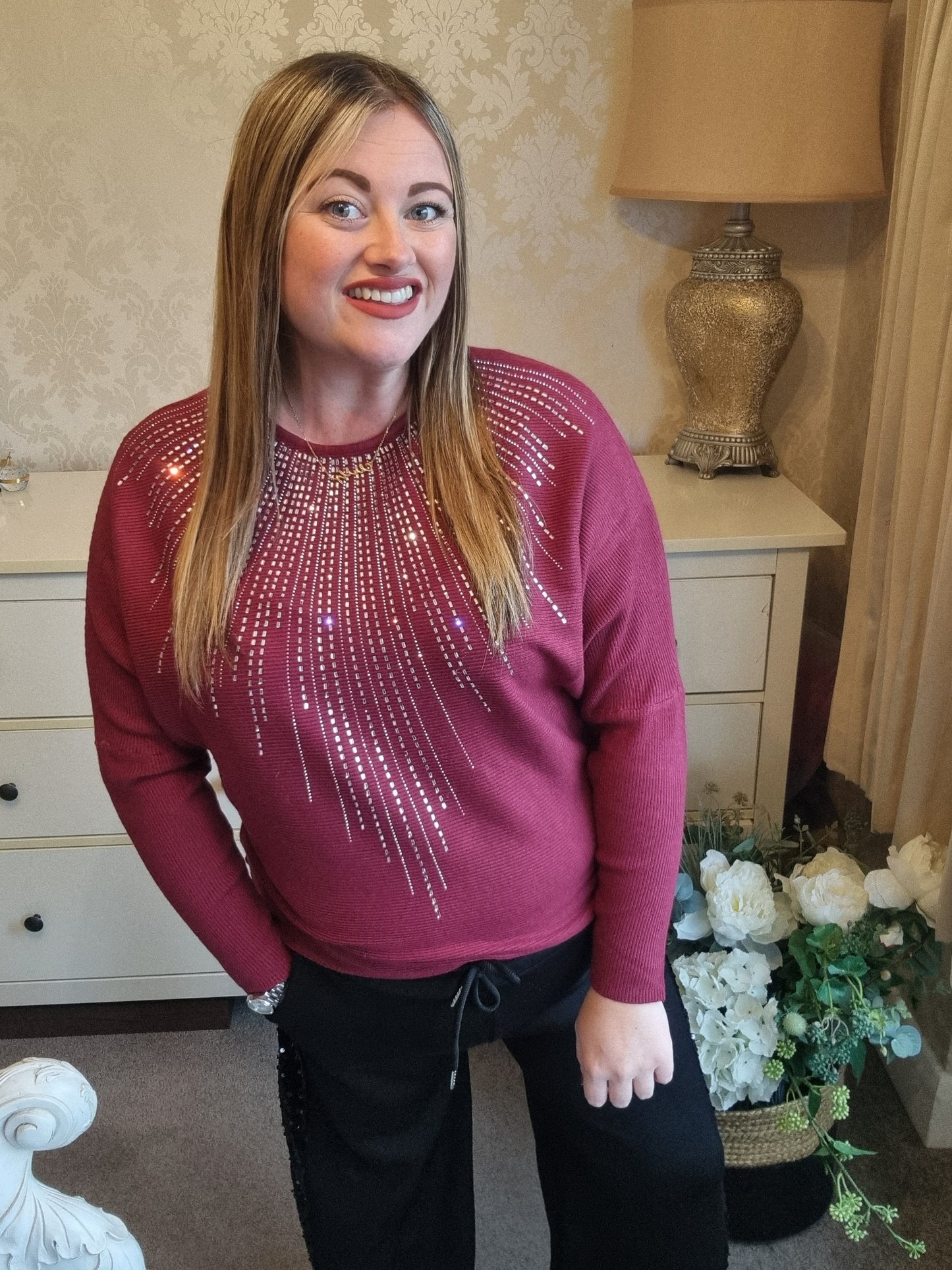 Lisa Sparkly Jumper - Burgundy