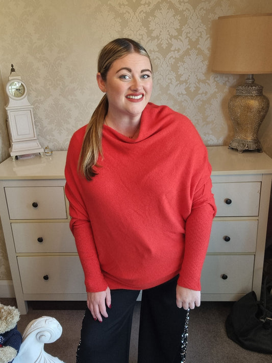 Sophia Asymmetric Jumper - Red