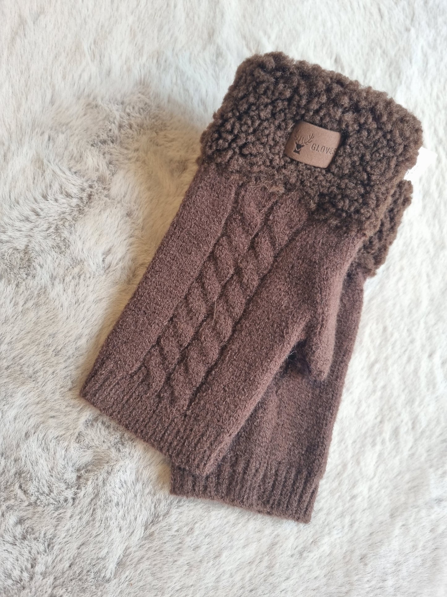 Fingerless Teddy Fleece Gloves