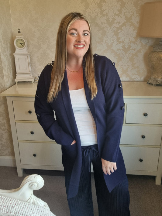 Amelia Button Cardigan- Navy