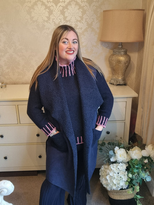 Sasha Teddy Fleece Gilet - Navy