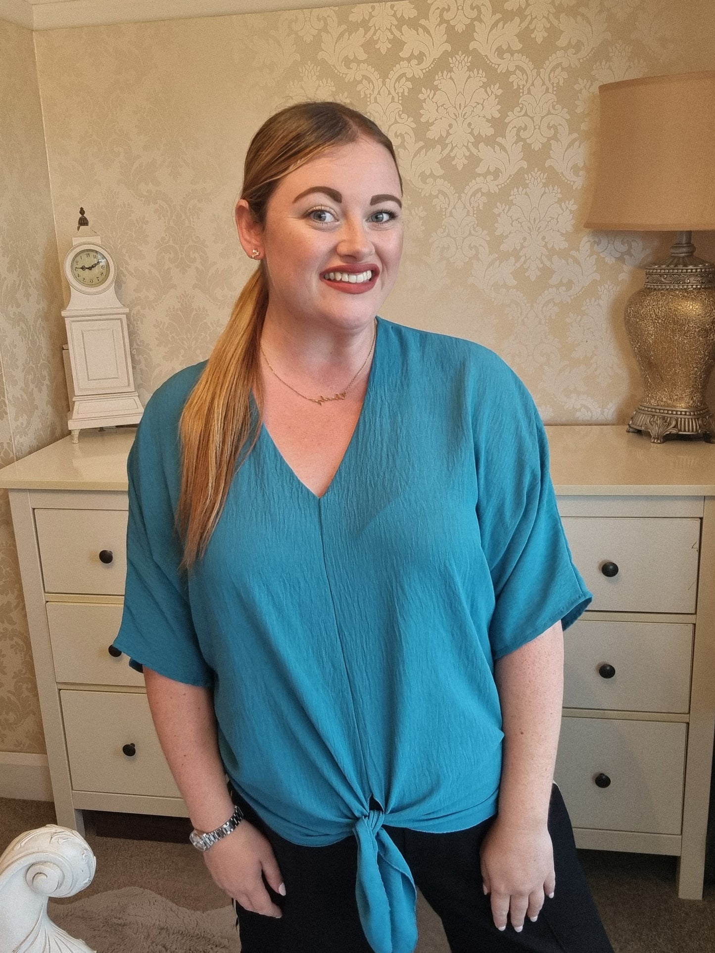 Jodie Tie Front Top - Teal