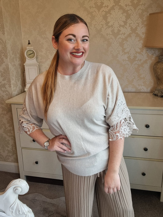 Phoebe Lace Jumper - Beige