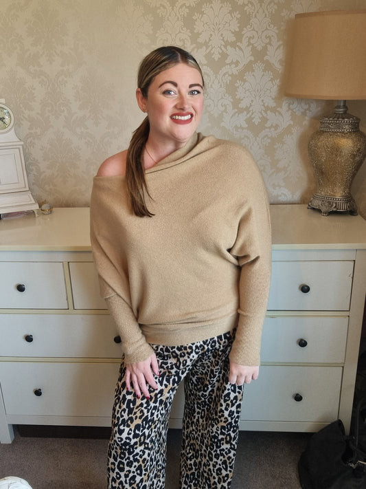 Sophia Asymmetric Jumper - Camel