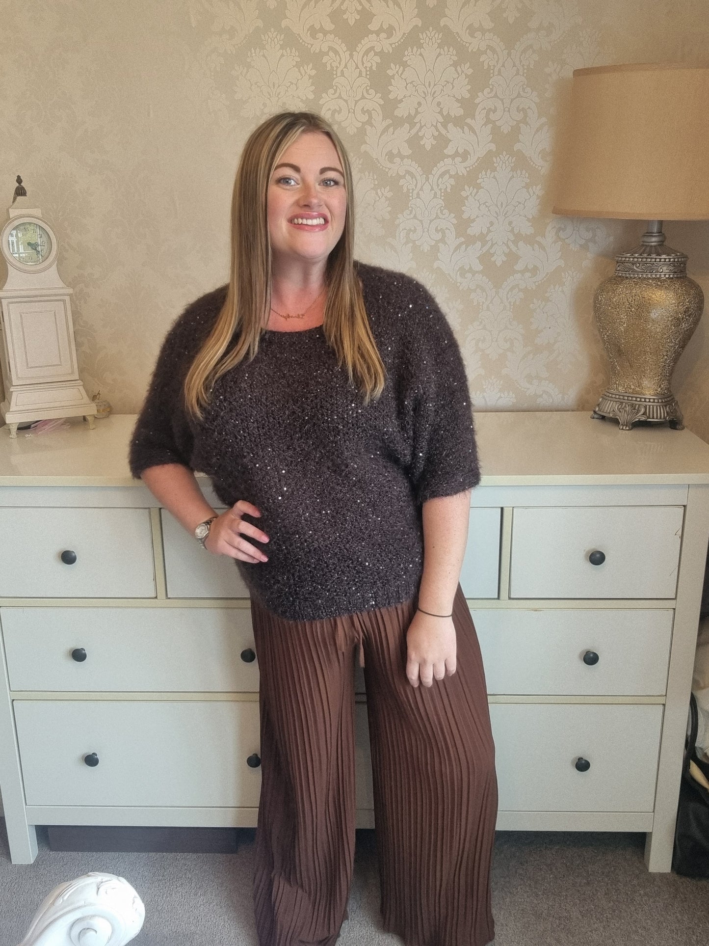 Nellie Pleated Trouser - Light Chocolate