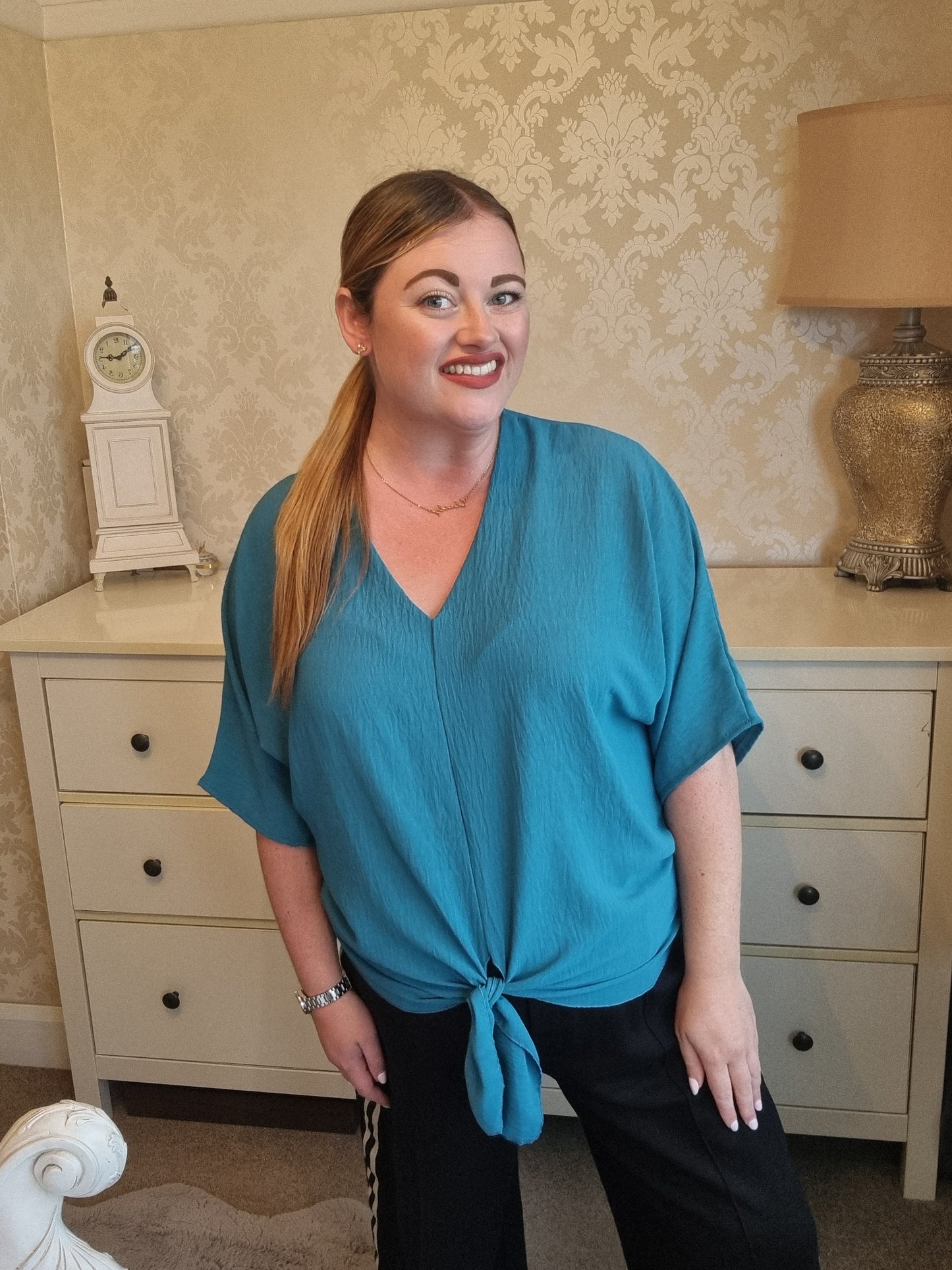 Jodie Tie Front Top - Teal