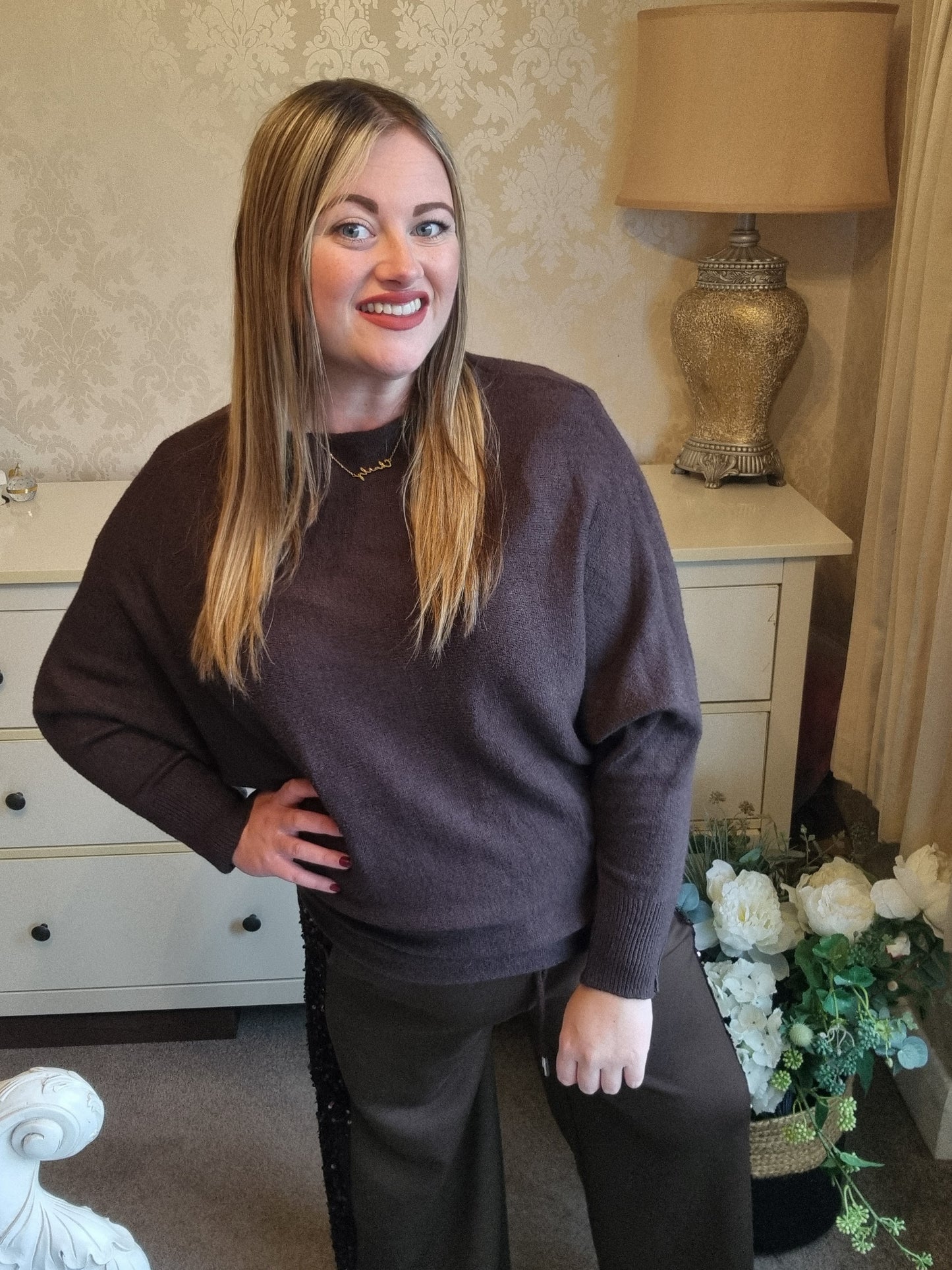 Dawn Batwing Jumper - Chocolate
