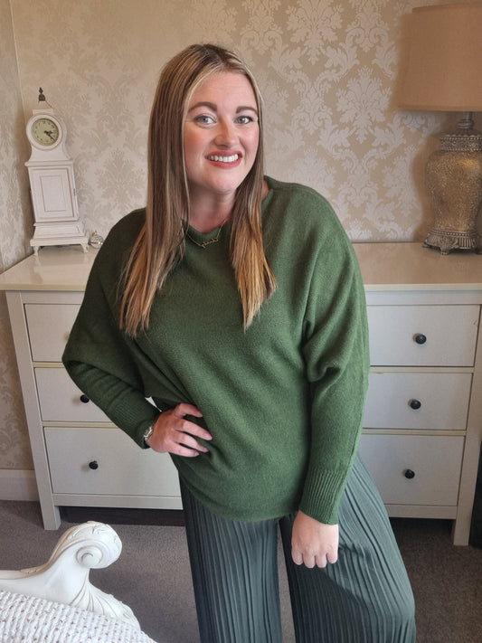Dawn Batwing Jumper - Dark Green