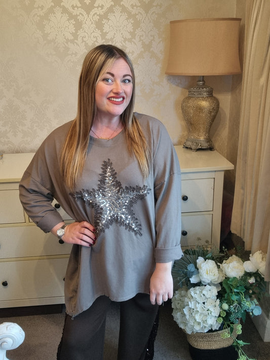 Harriet Star Sweatshirt - Mocha